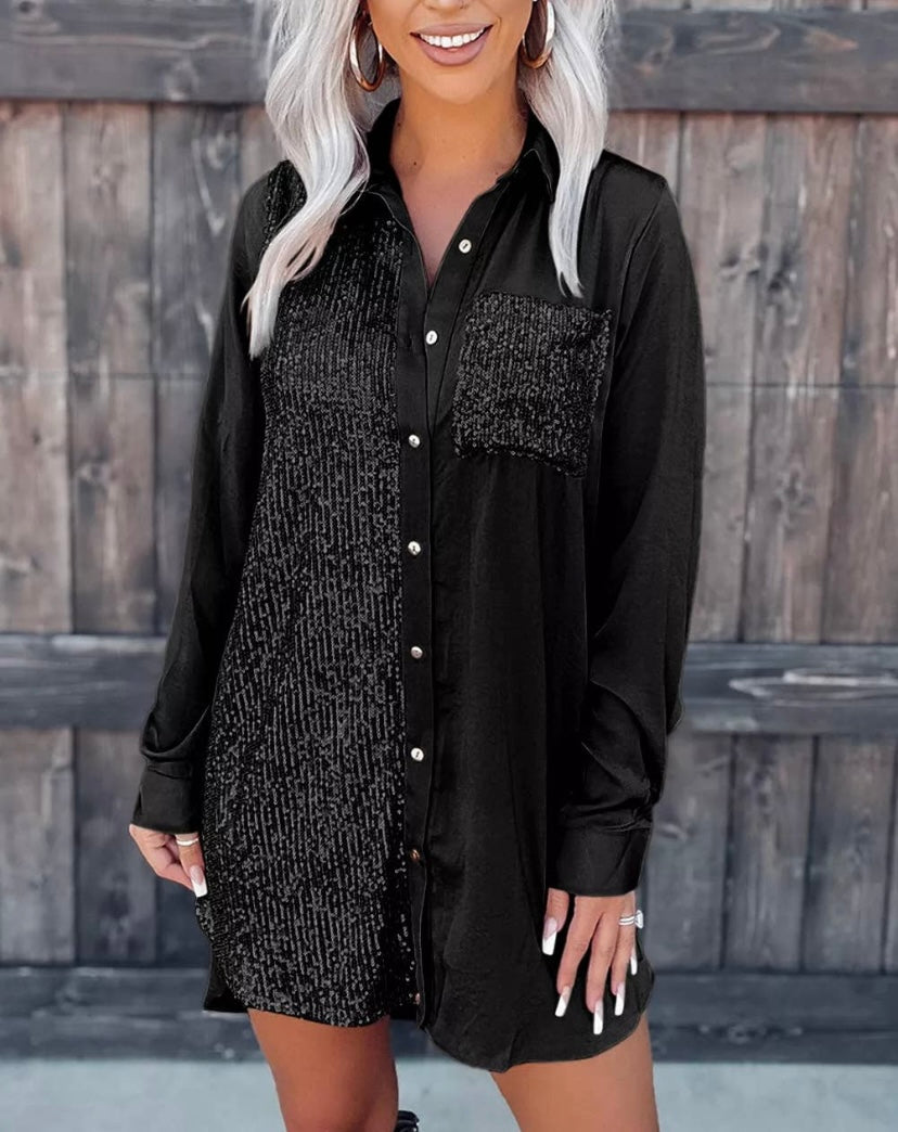 Sequins black button dress Rosebud Boutique Sequins black button dress Rosebud Boutique