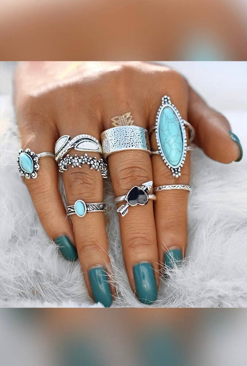 Faux Turquoise Stack Rings