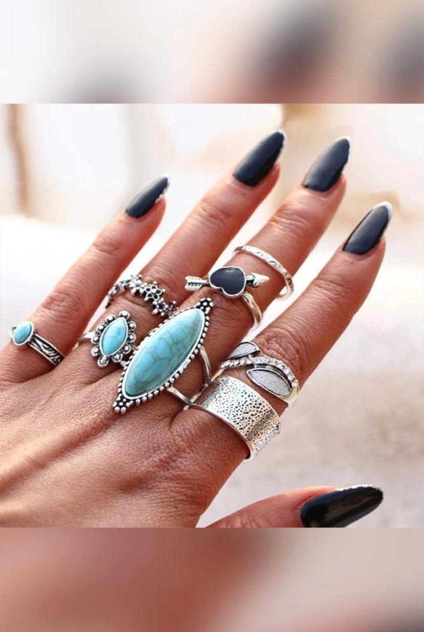 Faux Turquoise Stack Rings