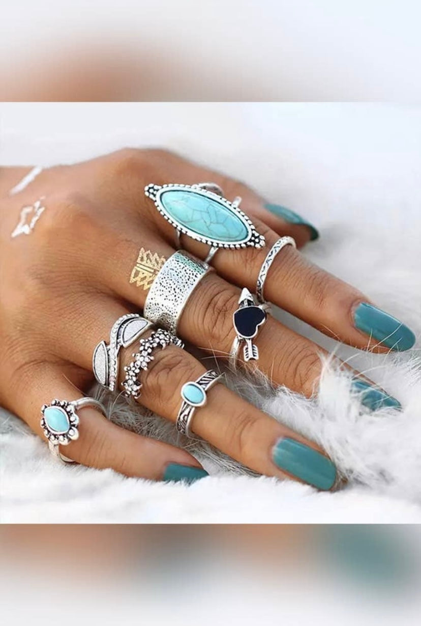 Faux Turquoise Stack Rings