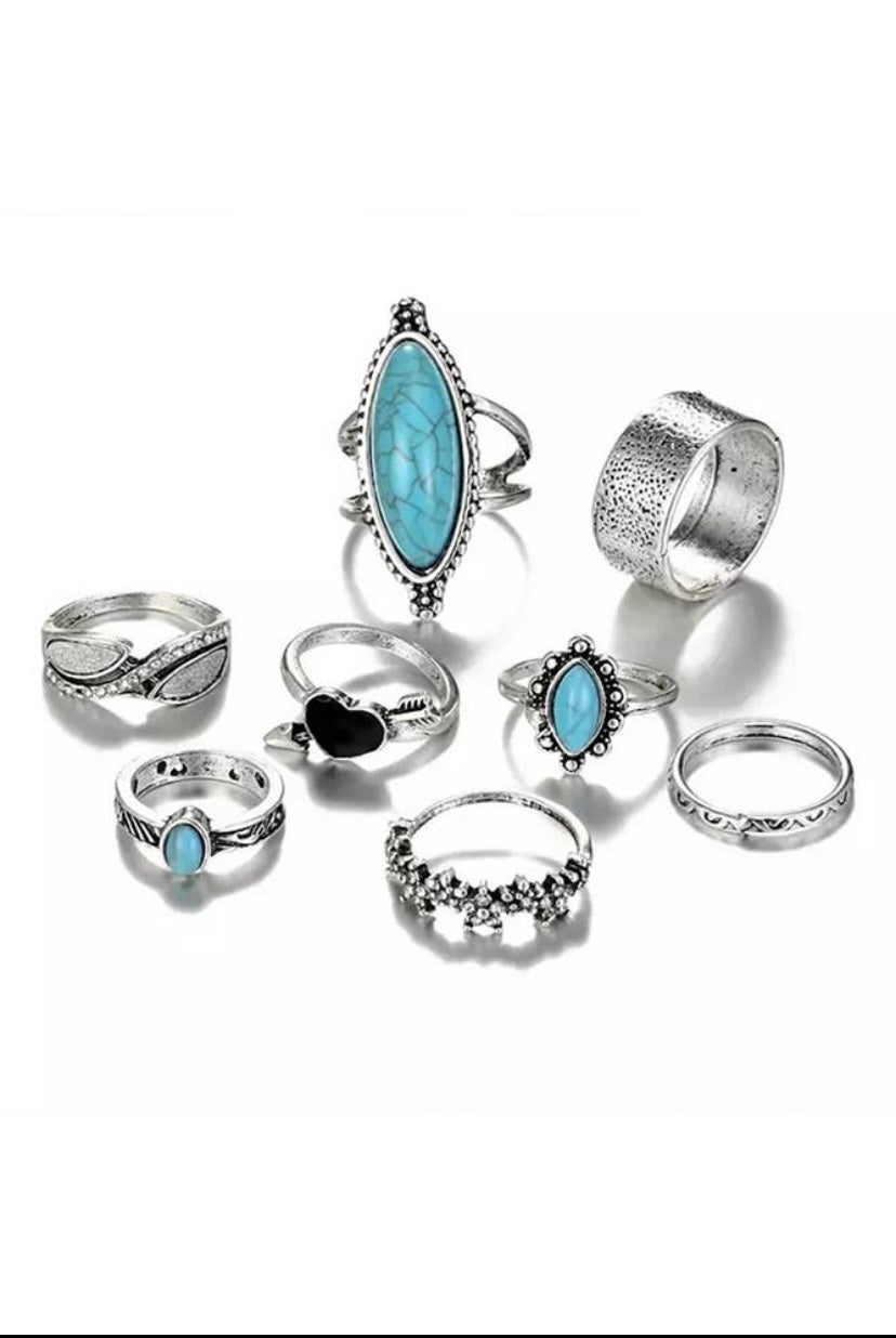 Faux Turquoise Stack Rings