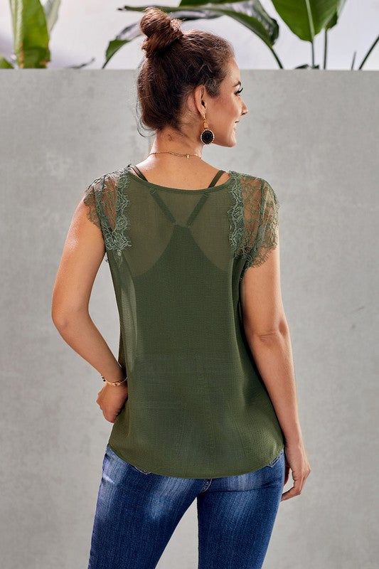 Dark Green Lace Tank